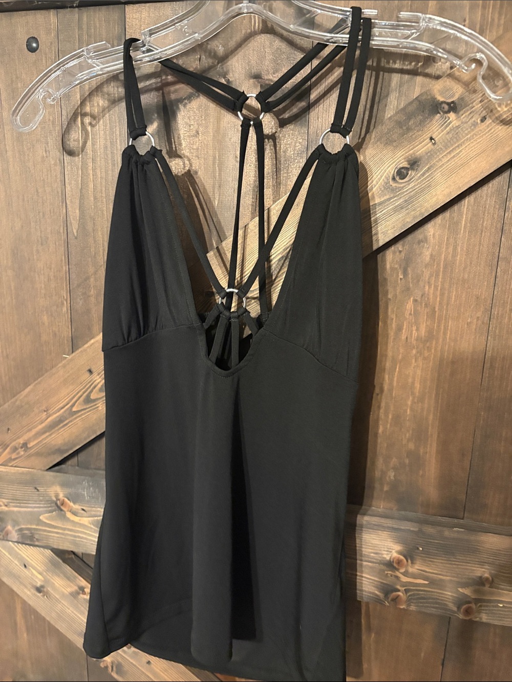 VENUS Black Strappy V-Neck Camisole